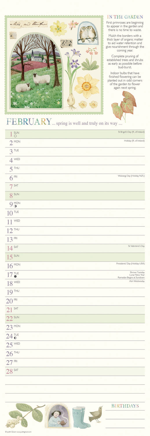 Garden Days Slim Calendar 2026