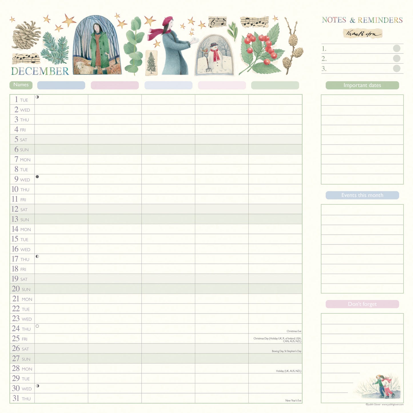 Garden Days Planner Wall Calendar 2026