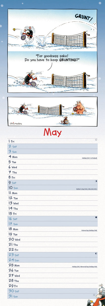 Eric the Penguin Slim Calendar 2026