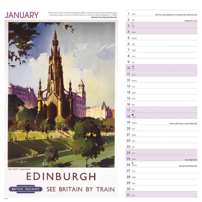 Britain By Rail NRM Wiro Wall Calendar 2026