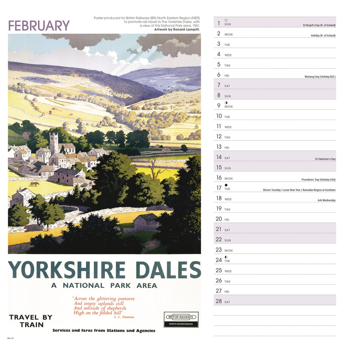 Britain By Rail NRM Wiro Wall Calendar 2026