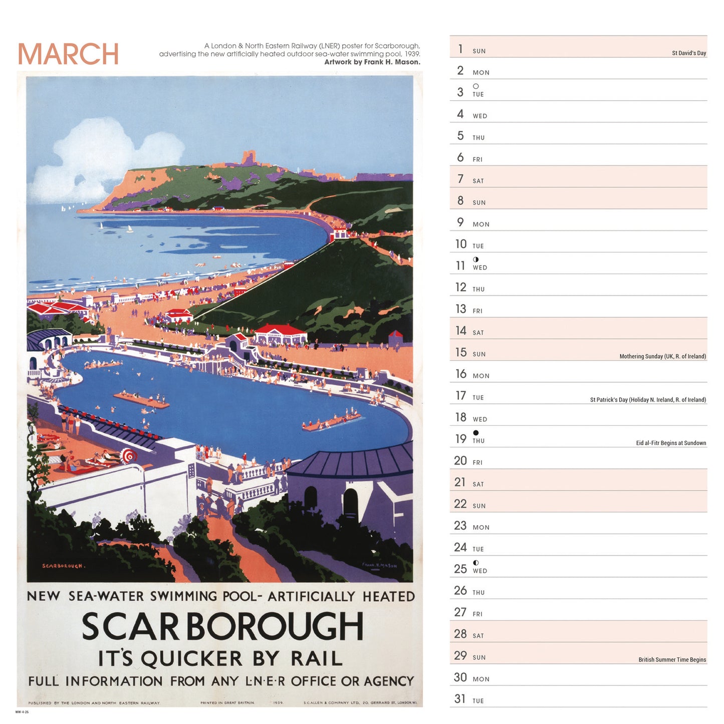Britain By Rail NRM Wiro Wall Calendar 2026