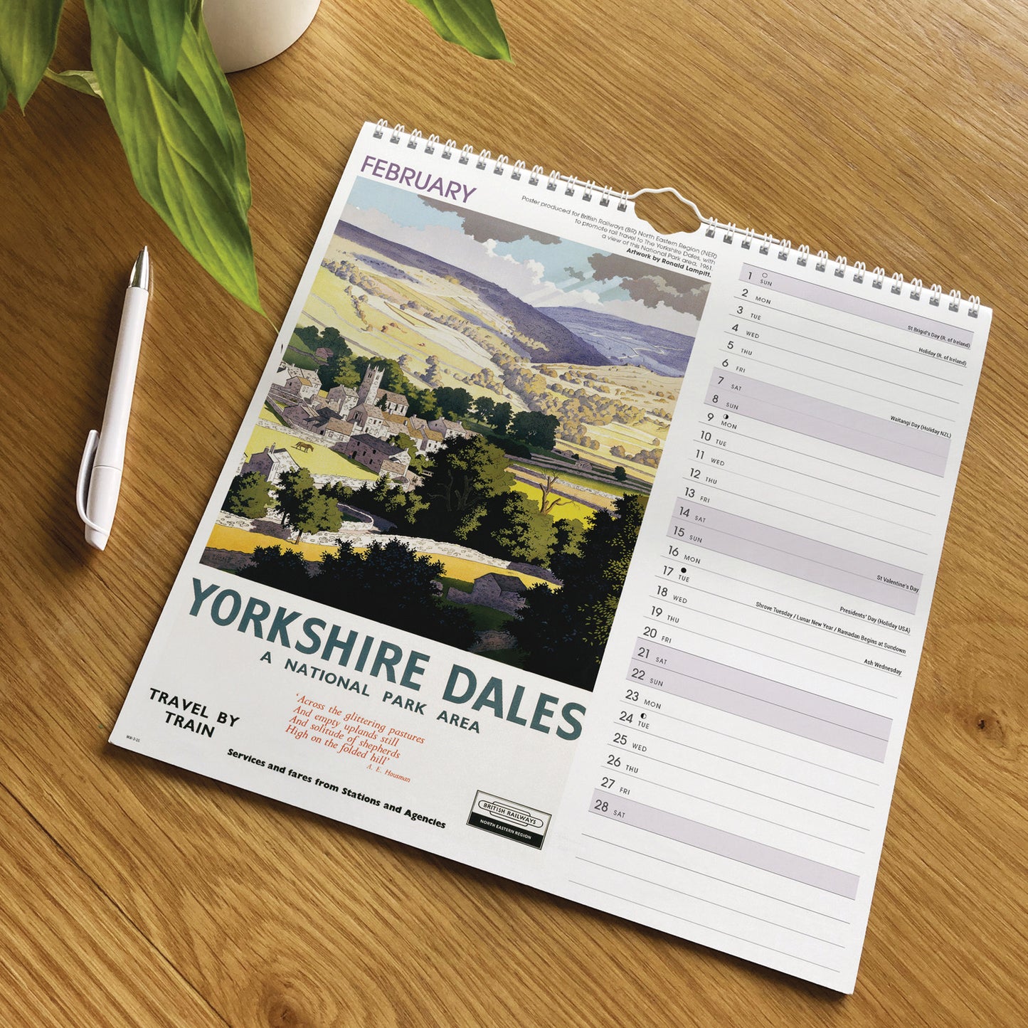 Britain By Rail NRM Wiro Wall Calendar 2026