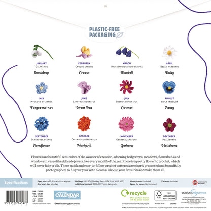 Crocheted Flowers Wall Calendar 2026