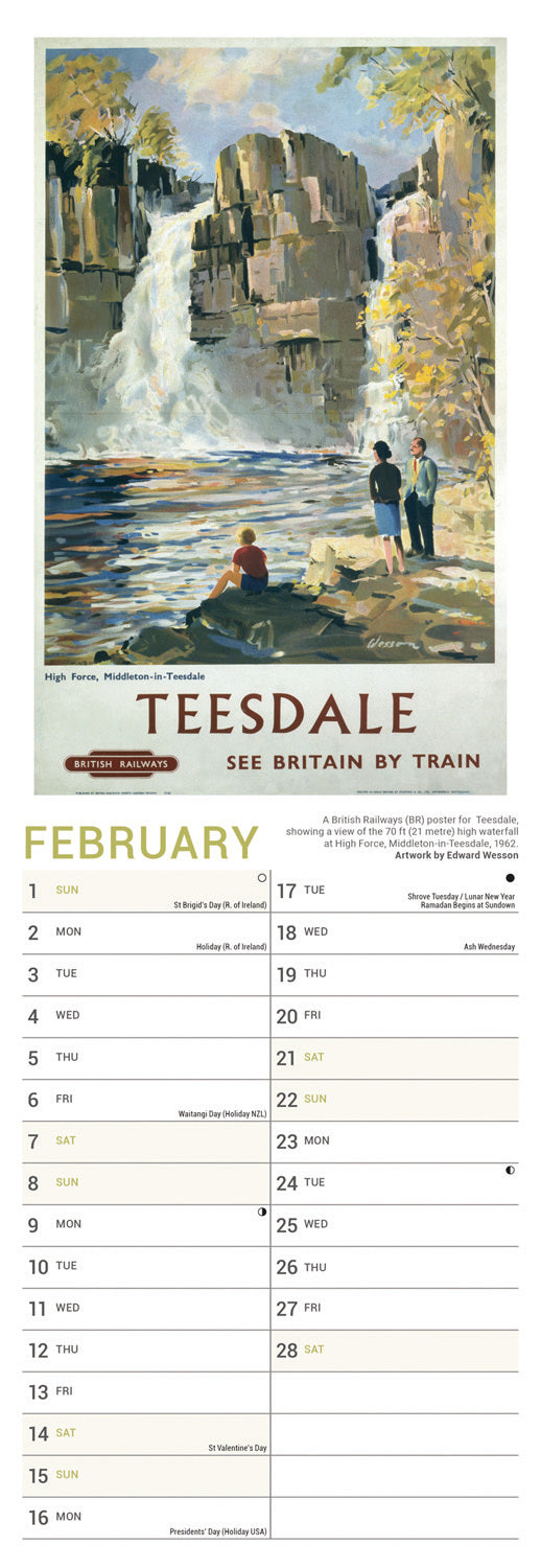 Railway Poster Art NRM Slim Calendar 2026