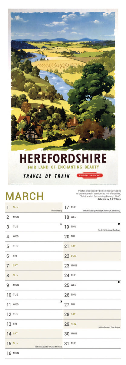 Railway Poster Art NRM Slim Calendar 2026