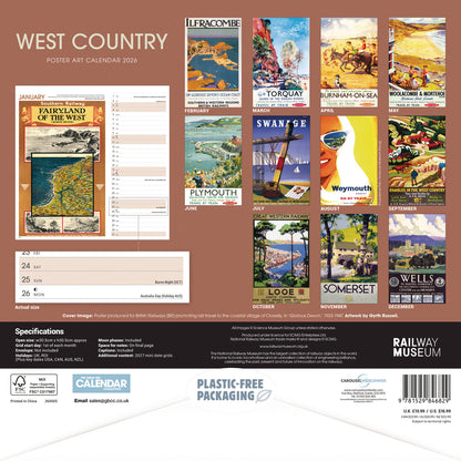 West Country Poster Art NRM Wiro Wall Calendar 2026