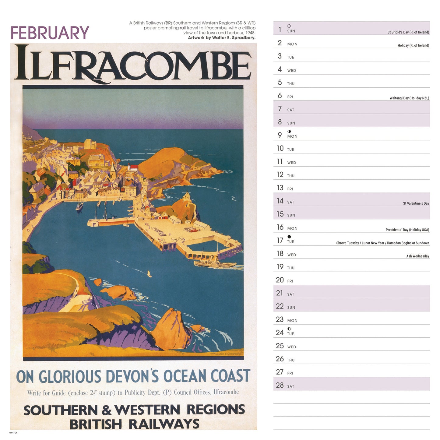 West Country Poster Art NRM Wiro Wall Calendar 2026