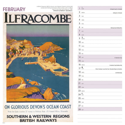West Country Poster Art NRM Wiro Wall Calendar 2026