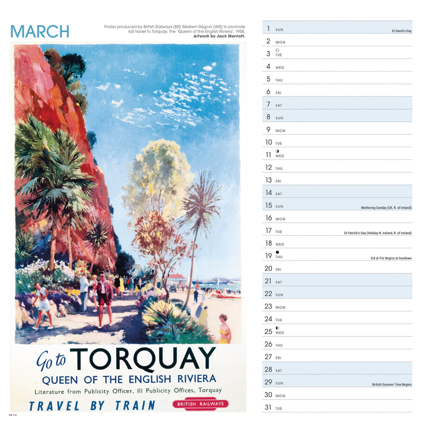 West Country Poster Art NRM Wiro Wall Calendar 2026