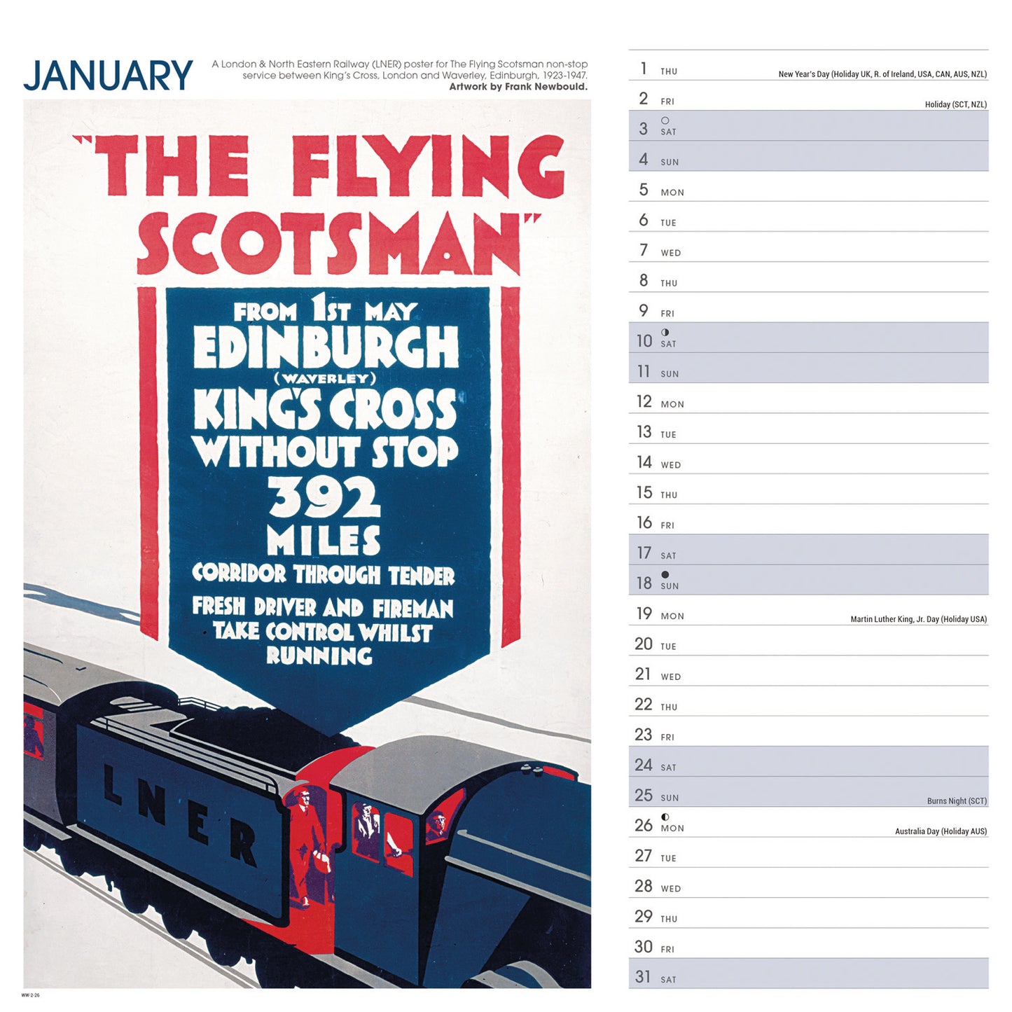 Scotland Poster Art NRM Wiro Wall Calendar 2026