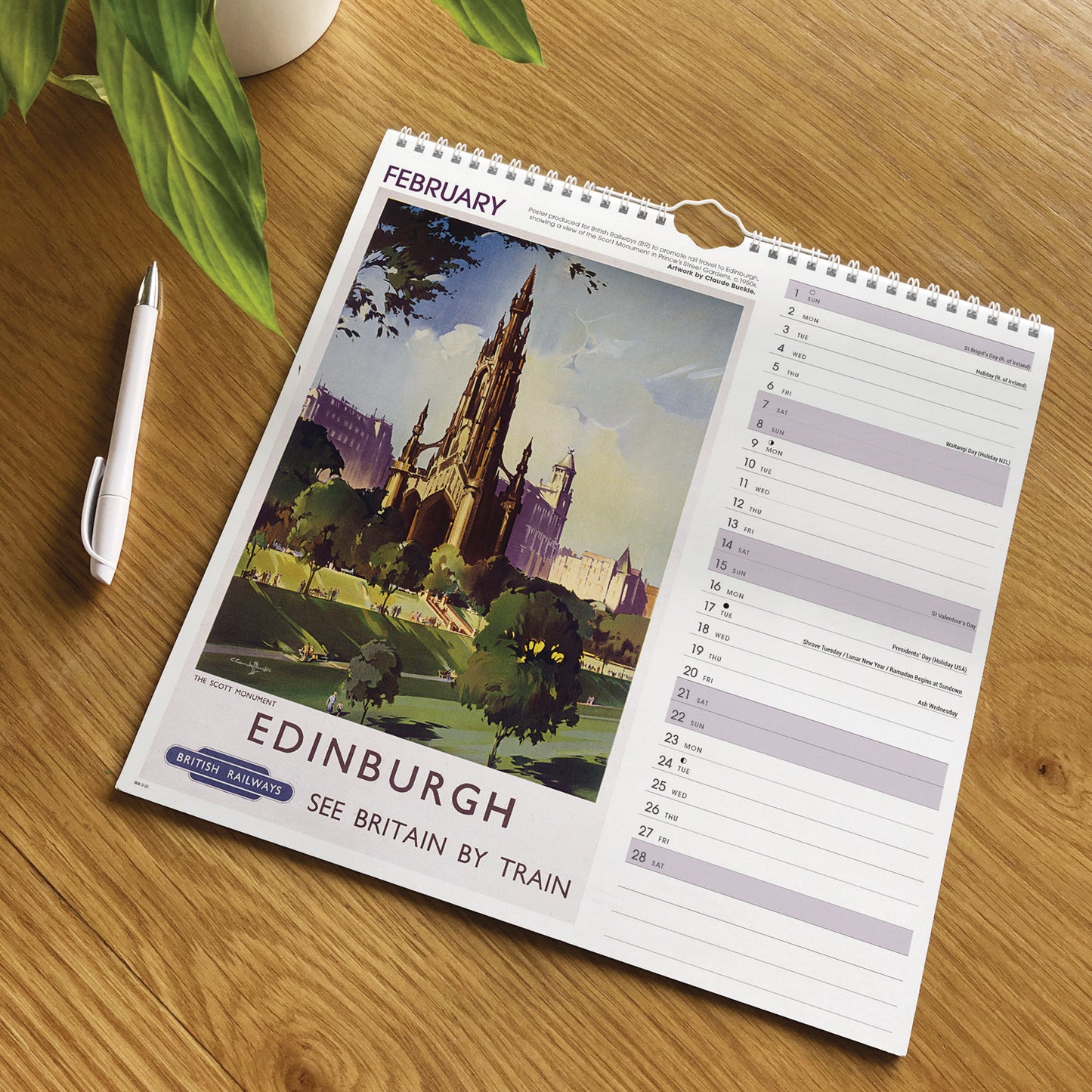 Scotland Poster Art NRM Wiro Wall Calendar 2026