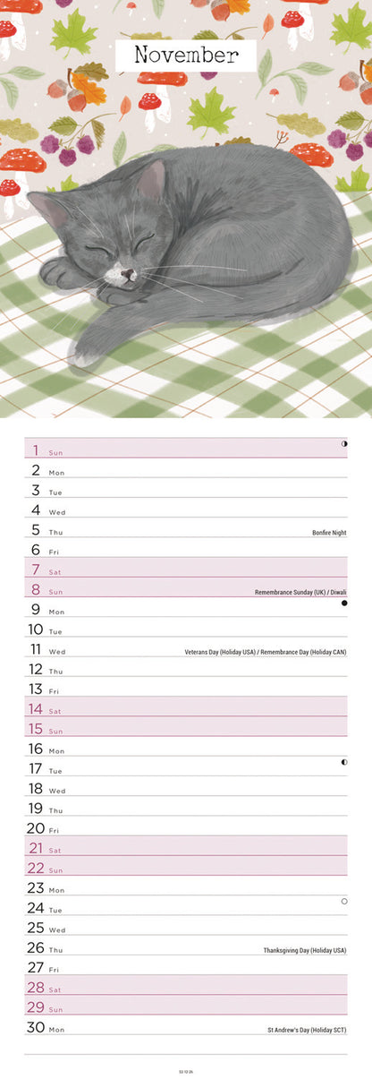 Cats Slim Calendar 2026