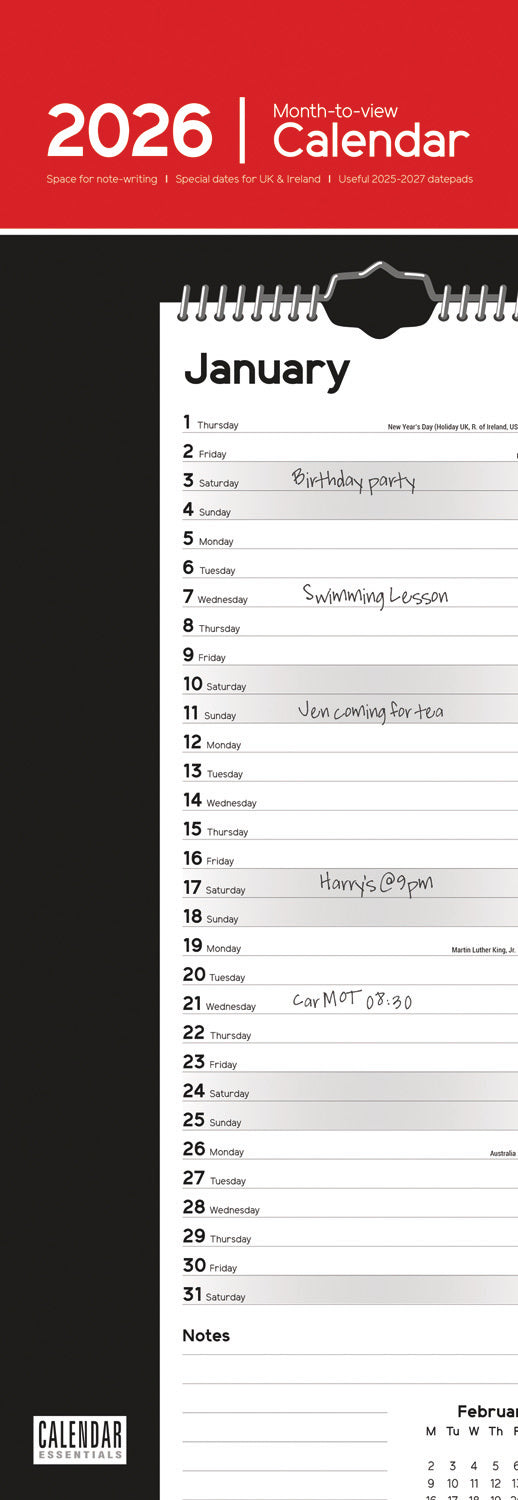 Essential Slim (R&B) Calendar 2026