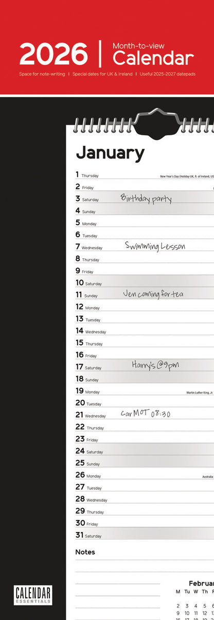 Essential Slim (R&B) Calendar 2026