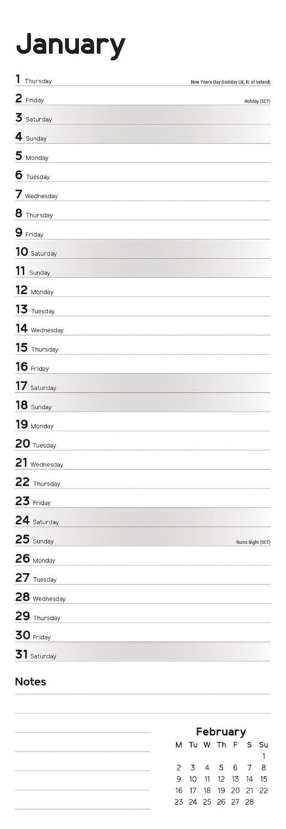 Essential Slim (R&B) Calendar 2026