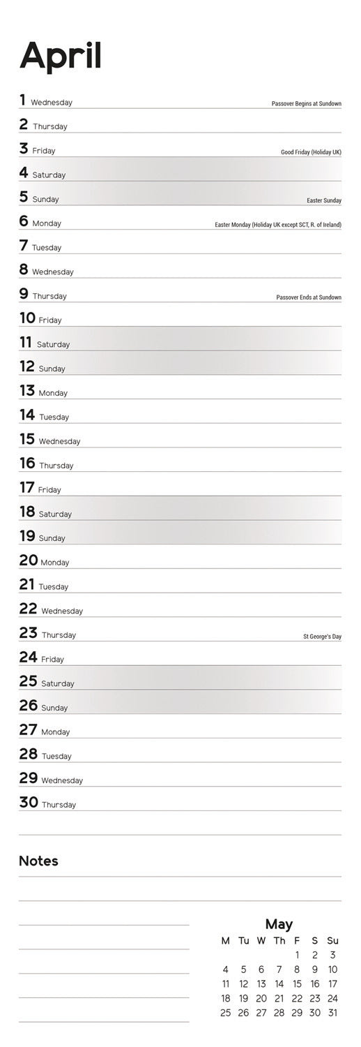 Essential Slim (R&B) Calendar 2026