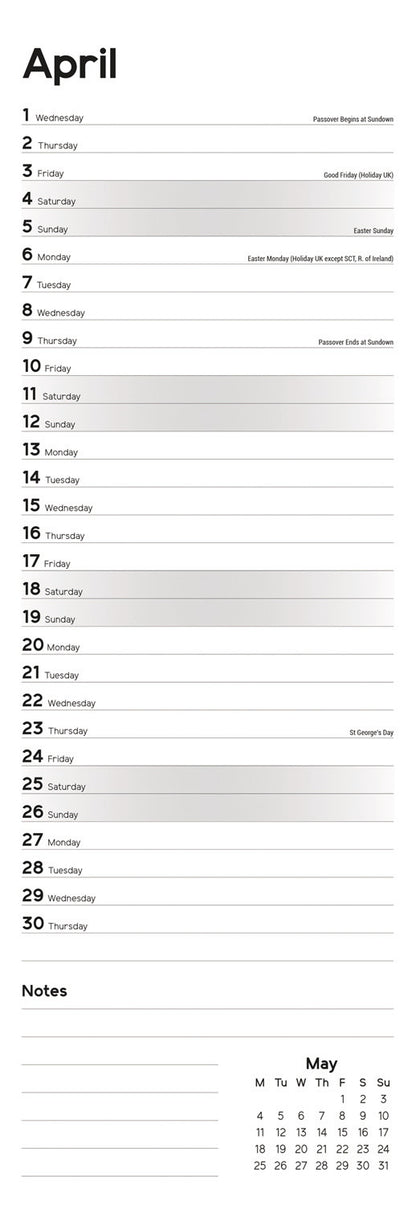 Essential Slim (R&B) Calendar 2026