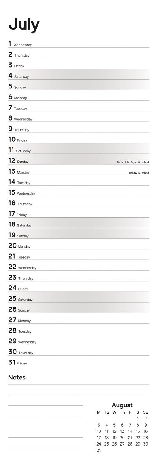 Essential Slim (R&B) Calendar 2026