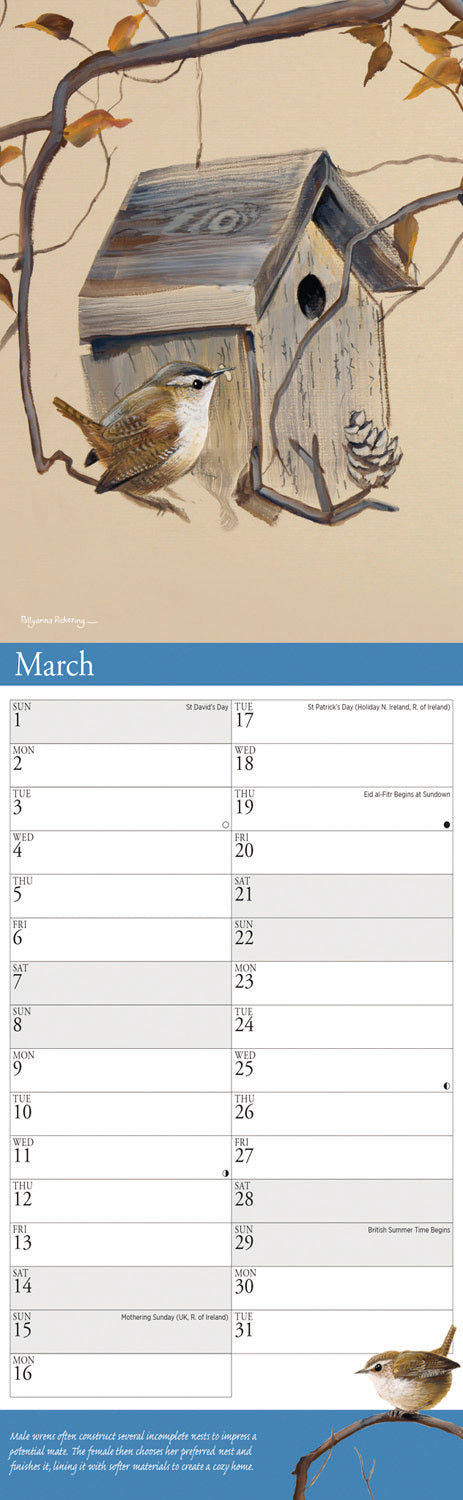 Garden Birds by Pollyanna Pickering Slim Calendar 2026
