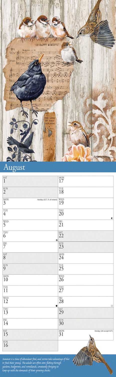 Garden Birds by Pollyanna Pickering Slim Calendar 2026