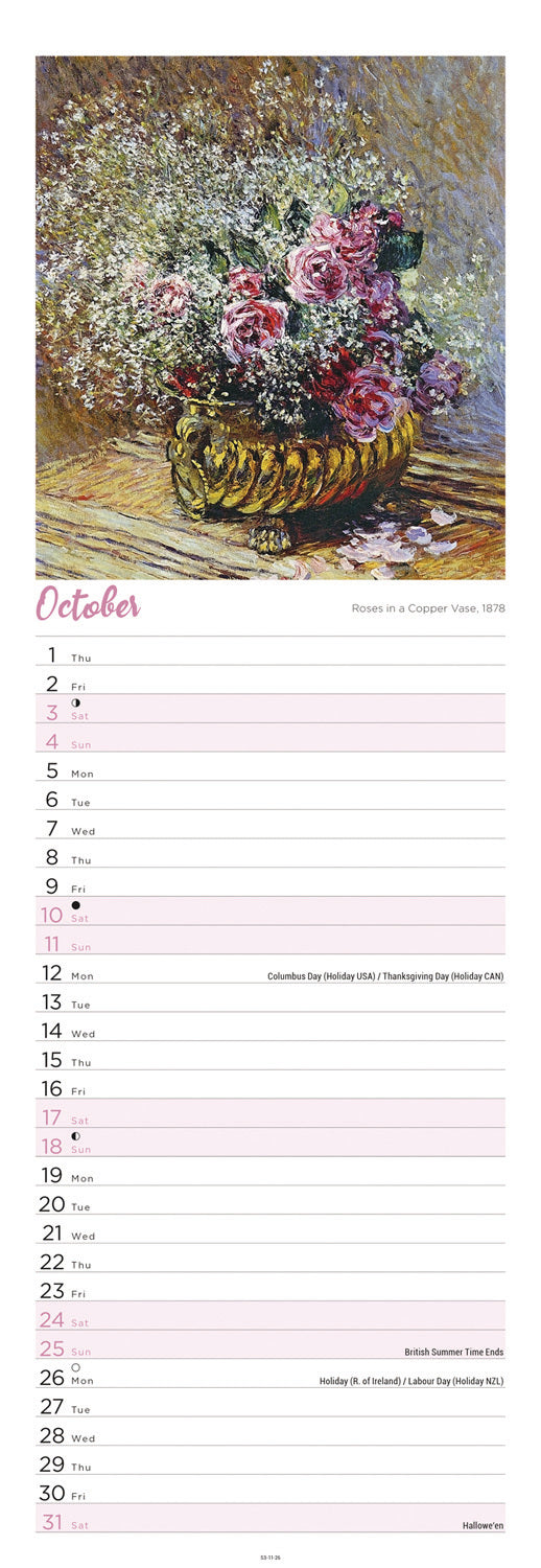 Monet, Claude Slim Calendar 2026