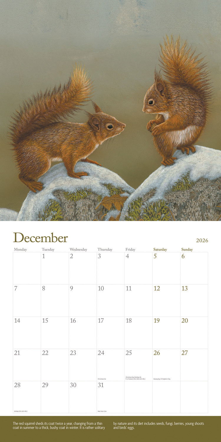 British Wildlife in Art by Robert Fuller Wall Calendar 2026