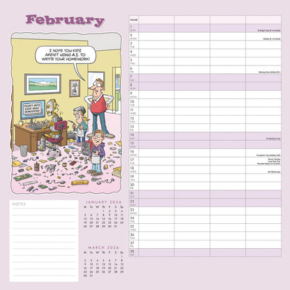 Funny Side of Life Wiro Planner Wall Calendar 2026