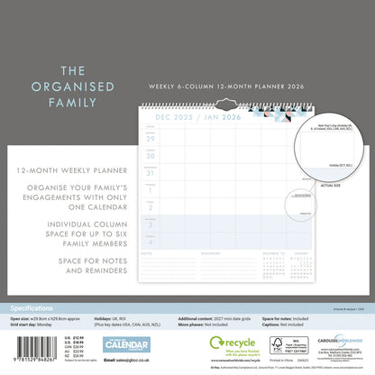 Organised Family (Geometric) WTV Planner Wall Calendar 2026