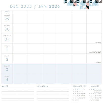 Organised Family (Geometric) WTV Planner Wall Calendar 2026