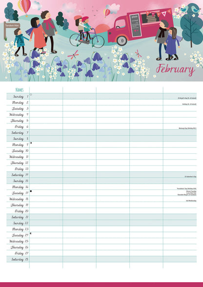 Happy Family Planner A3 Calendar 2026