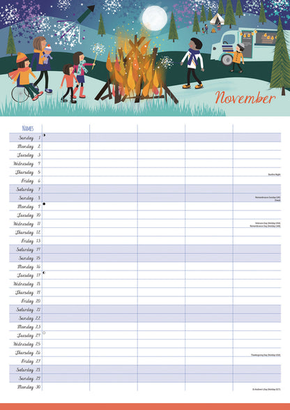 Happy Family Planner A3 Calendar 2026