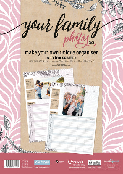 Your Family Photos Planner A3 Calendar 2026