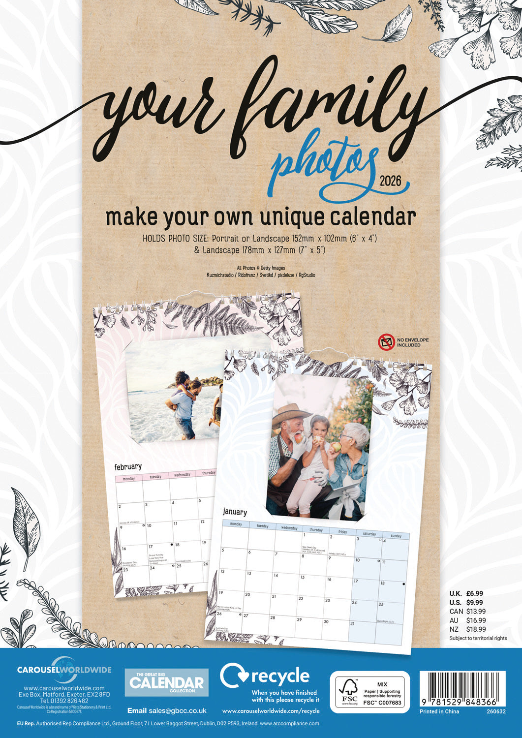 Your Family Photos A4 Calendar 2026