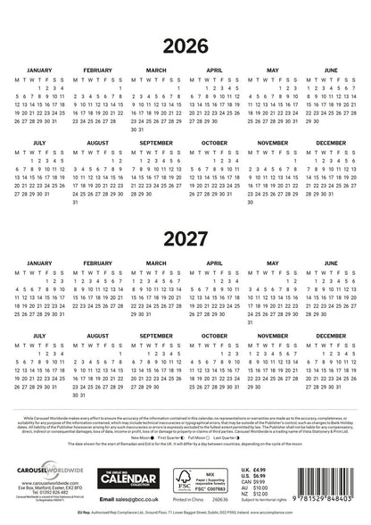 Red & Black Monthly Engagement Portrait A4 Calendar 2026