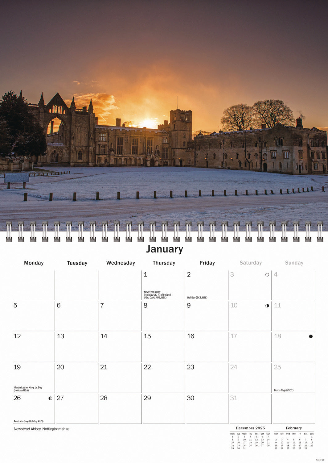 Cathedrals and Abbeys A5 Calendar 2026
