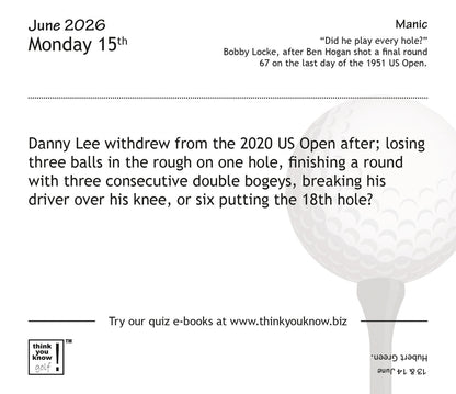 Think You Know Golf Box Calendar 2026