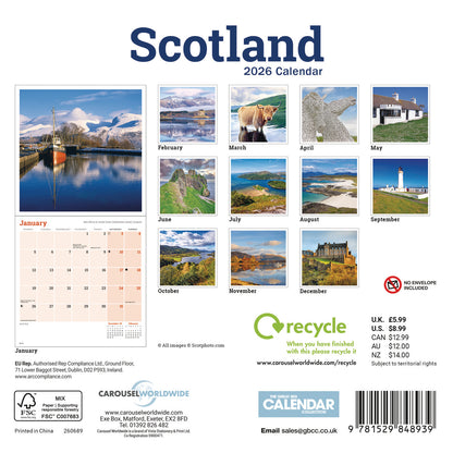 Scotland Mini Calendar 2026