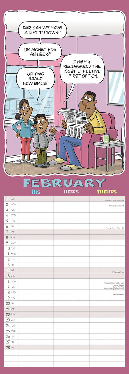 Wacky World of His, Hers and Theirs Planner Slim Calendar 2026