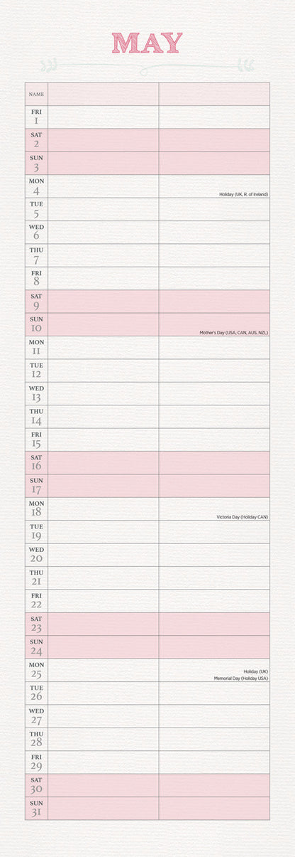 You and Me Planner Slim Calendar 2026