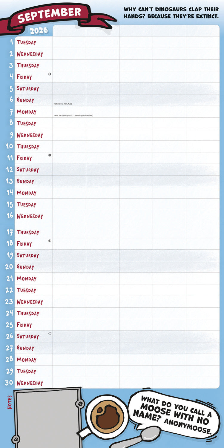 Dads Family Organiser Planner Wall Calendar 2026