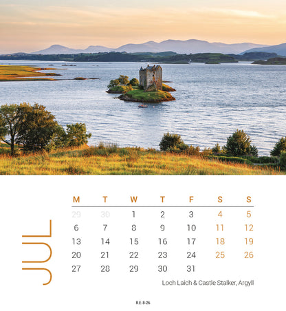 Scottish Lochs & Mountains Mini Easel Calendar 2026