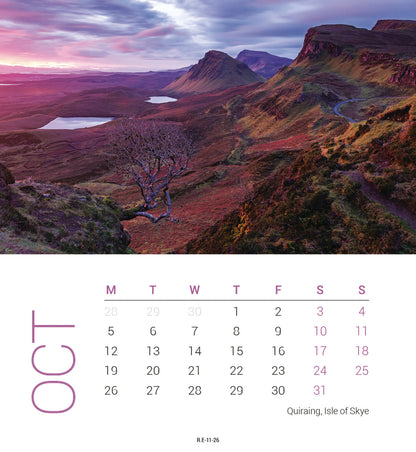 Scottish Lochs & Mountains Mini Easel Calendar 2026