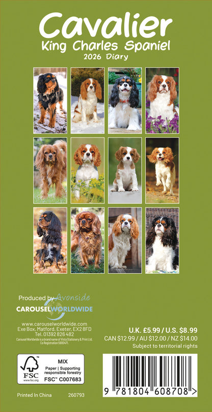 Cavalier King Charles Spaniels Slim Diary 2026
