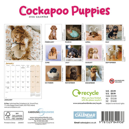 Cockapoo Puppies Mini Calendar 2026