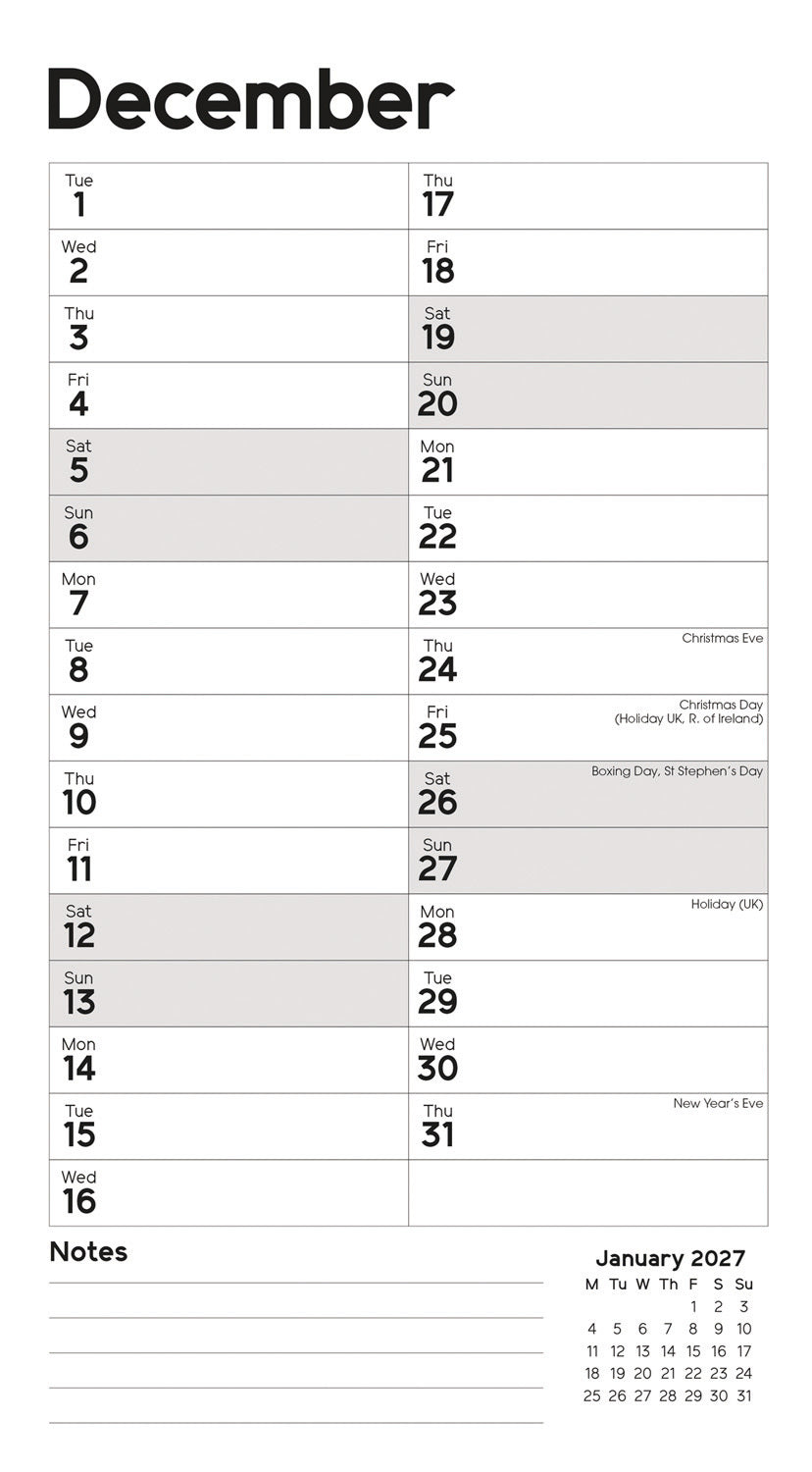 Essential MTV Stubby Slim (R&B) Calendar 2026