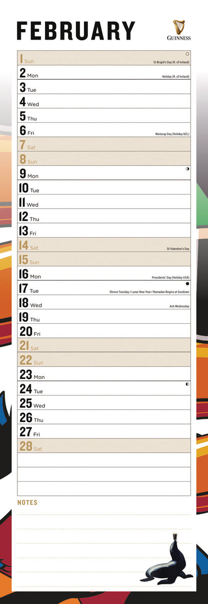 Guinness Slim Calendar 2026