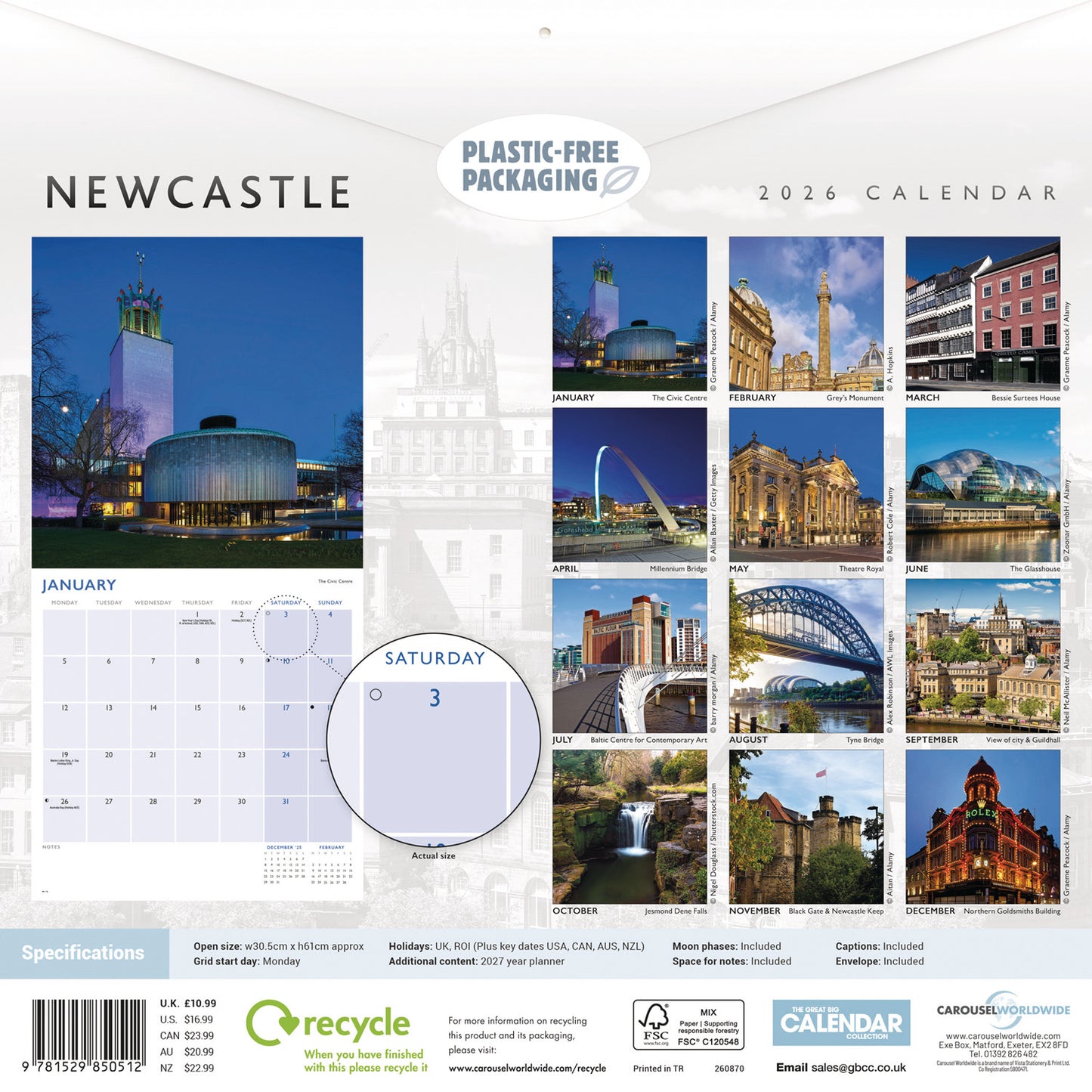 Newcastle Wall Calendar 2026
