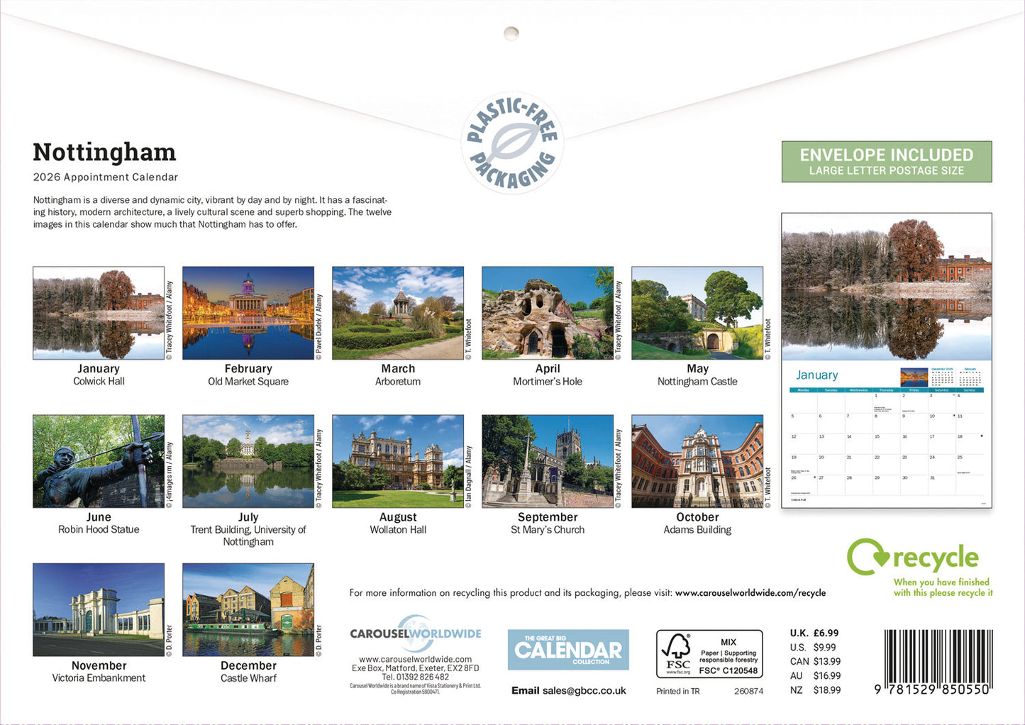 Nottingham A4 Calendar 2026