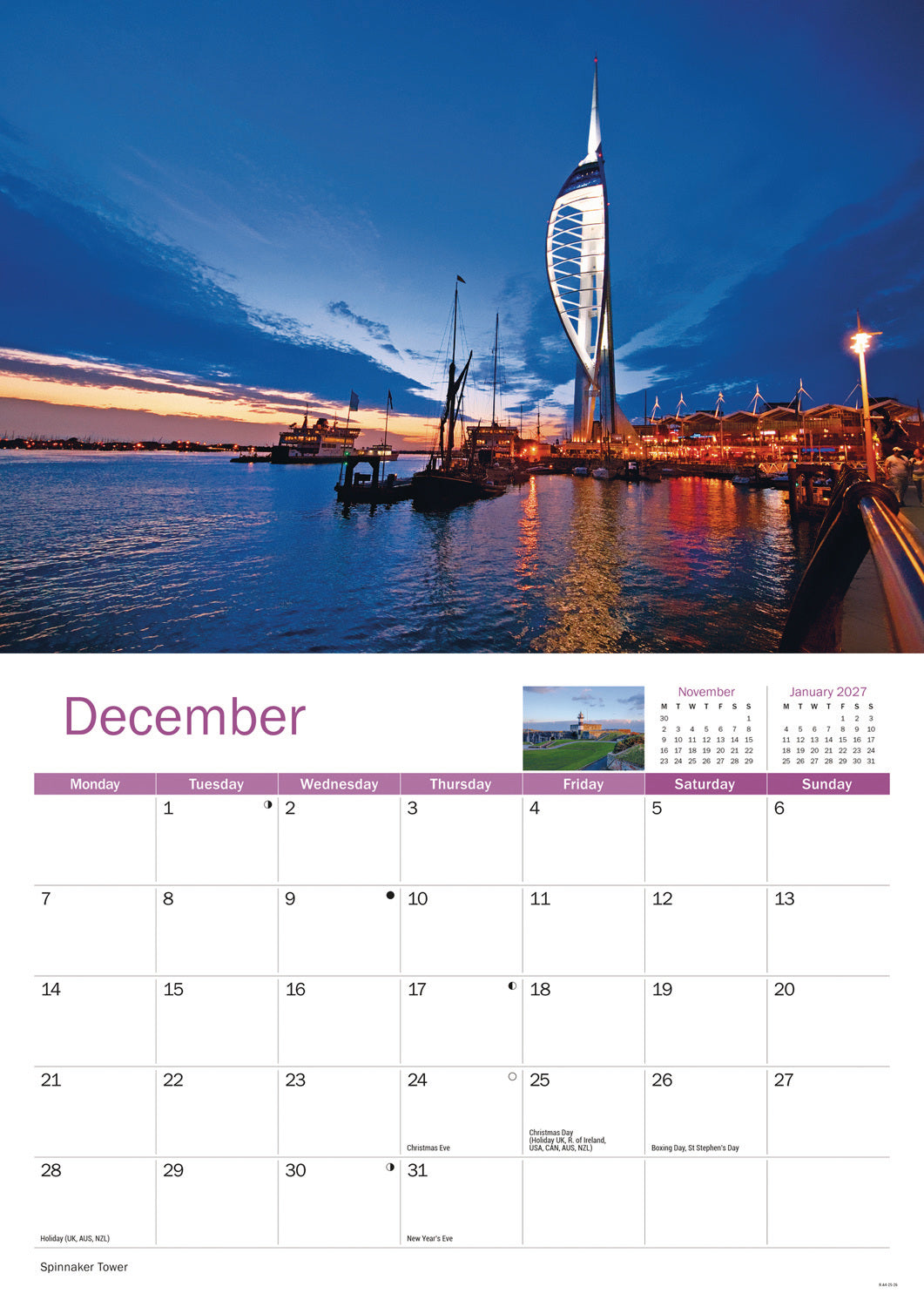 Portsmouth A4 Calendar 2026